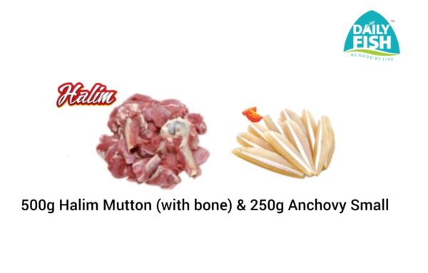500g  Halim- Mutton Curry Cut (With Bone) & Anchovy cleaned Small 250g